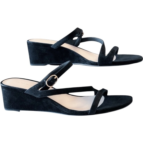 Stuart Weitzman Buckle Wedge Suede Sandal size 7.5 - Picture 10 of 12